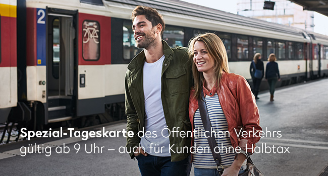 Spezial-Tageskarte des Öffentlichen Verkehrs gültig ab 9 Uhr – auch für Kunden ohne Halbtax