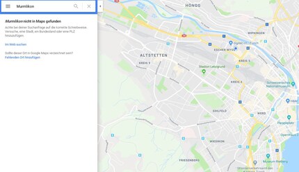 Google Maps findet Murmlikon nicht