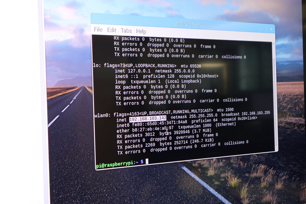 ... und die IP-Adresse des RasPis ablesen.