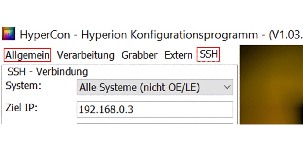 Du bewegst dich vornehmlich innerhalb der Schaltflächen «Allgemein» und «SSH».