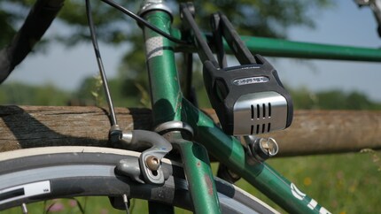 Eight slots let the noise out and give the lock the look of a vintage microphone.