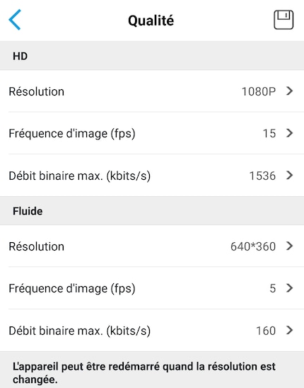 L’application possède de nombreux réglages.