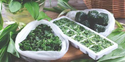 Herbs can also be frozen using a normal ice cube tray.