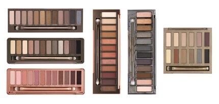 Grandes palettes Naked en aperçu: de gauche en haut à droite: Naked 1, 2, 3, Heat, Smoky et Ultimate Basics