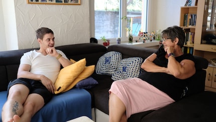 Déjà deux gamers dans la famille: Edith et son fils Steeve.