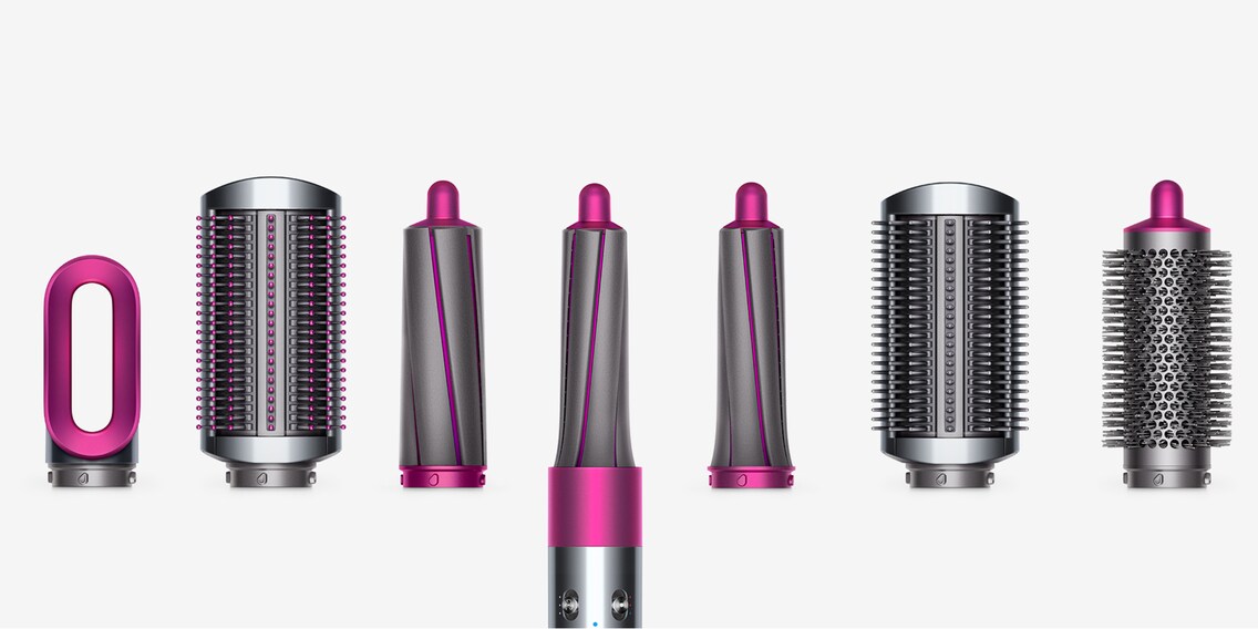 Insgesamt sechs verschiedene Aufsätze machen den Airwrap zum multifunktionalen Haarstylingtool. Bildquelle: Dyson