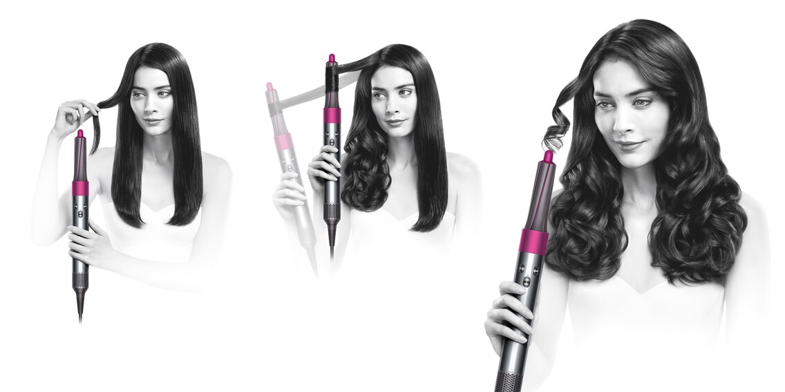 Der Dyson Airwrap zieht die Haare automatisch an und wickelt sie um den Aufsatz, nur durch Luft, und stylt so Locken ohne extreme Hitze. Bildquelle: Dyson