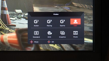 The OSD menu allows you to quickly select the different profiles.