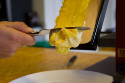Doesn’t quite cut it: a raclette knife would have been better
