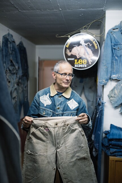 The Carhartt jeans from the 1920s are Ruedi’s pride and joy.