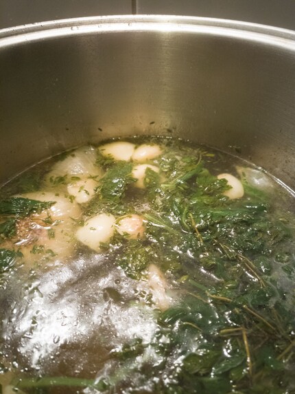 Jetzt noch absieben und fertig ist die leckere, gesunde Suppe.