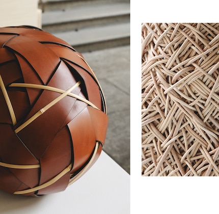 Von Hand geflochtene Körbe aus Leder der japanischen Designer Jiro Vonezawa und Shizu Shokino für «Loewe».
