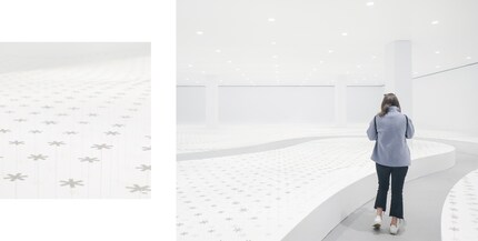 17 000 Polarisationsfilter in Form von Blumen und 115 polarisierte Spots wurden in einem exakt kalkuliertem Muster arrangiert.