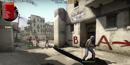 Un aimbot, come si vede qui in CSGO, mostra ai giocatori la posizione degli avversari e li aiuta a prendere la mira. Fonte: Insanity Cheats