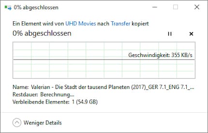 LAN-Port 1 liefert nur noch um die 350 KB/s.