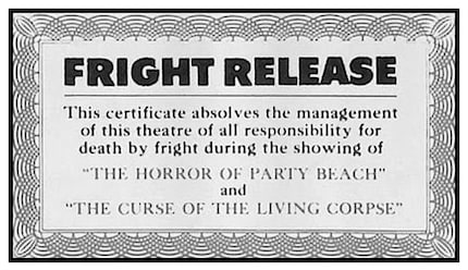 La liberatoria per «The Horror of Party Beach»