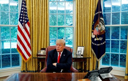 Donald Trump durant l'entretien dans le Bureau ovale.