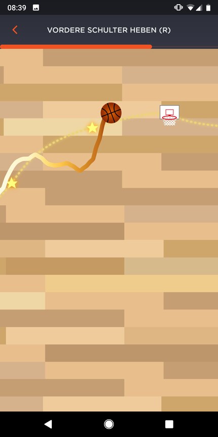 ...oder mit dem Basketball: Die Aufgabe ist immer gleich: auf der Linie bleiben!
