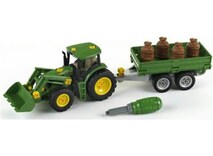 John Deere Traktor-Set mit Holz- und Heuwagen