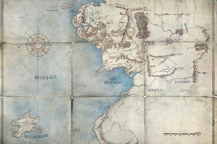 La carte de la Terre du Milieu au début du Second Âge