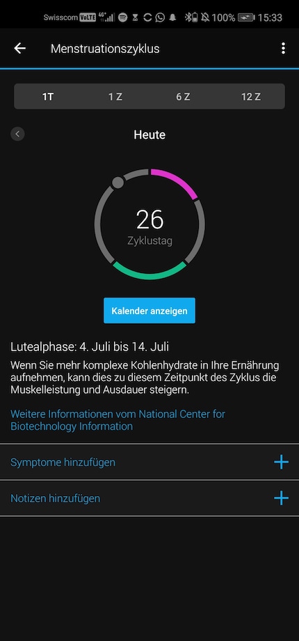 La homepage dell'app mestruazioni