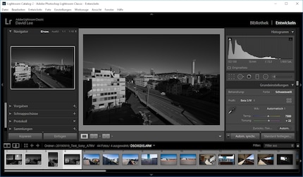 Les vignettes me montrent ici que je traite quatre images en noir et blanc.