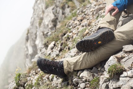Die Vibram-Sohle bietet auch beim Abstieg guten Grip. Sie hat allerdings eine kleine Aussparung, in der Steine stecken bleiben können.