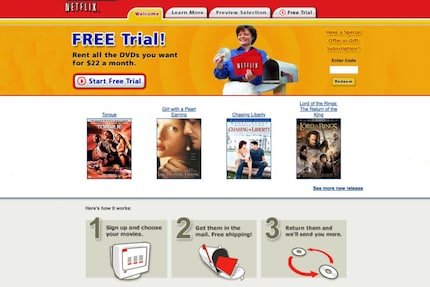 Le modèle d'abonnement brièvement expliqué sur la page d'accueil de Netflix.