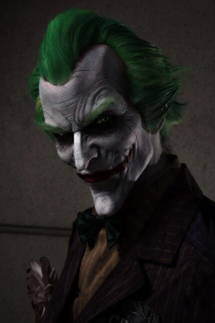 Le Joker à l’asile d’Arkham réalisé pour le San Diego ComicCon par la Cinema Makeup School. Sculpture: Lee Joyner, application: Gabi Gonzalez. Modèle: Strange Dave