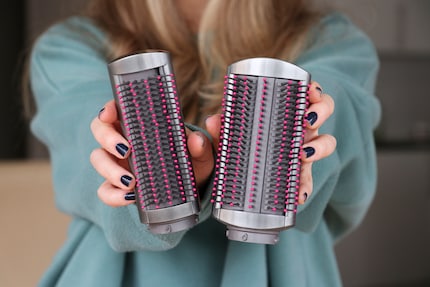 Family photo: on the left, the new soft smoothing brush; on the right, its older sibling.