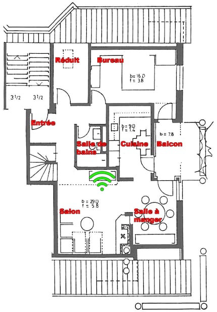 Emplacement du routeur : icône WiFi verte