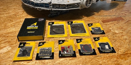 The box on the top left contains the eight little bags filled with parts.