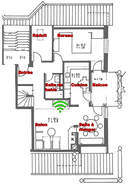 Router location: green WiFi icon.