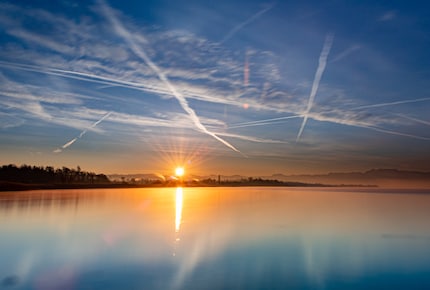 A sunrise on Lake Greifensee.