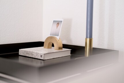 On a table or shelf.