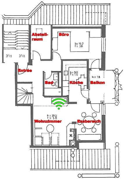 Posizione del router: simbolo WiFi verde