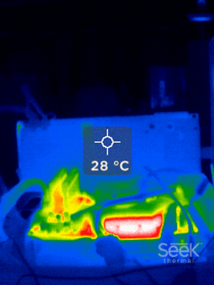 Le registrazioni della termocamera durante ildurante la demo time-spy di circa due minuti