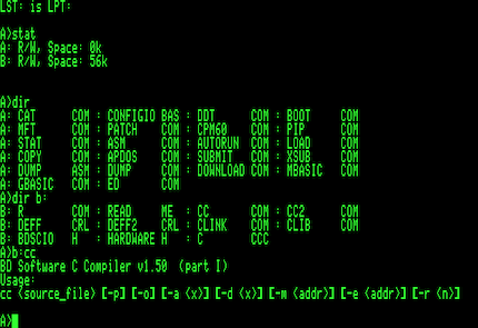 Screenshot CP/M. Fonte: Wikipedia