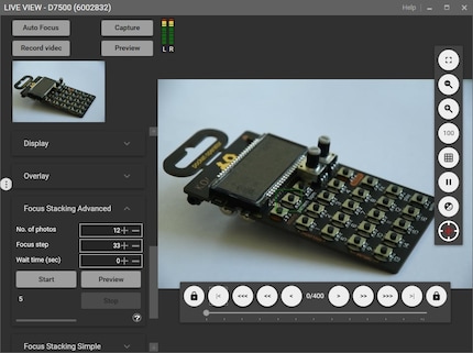 Le Live View - c'est ici que le Focus Stacking est effectué.