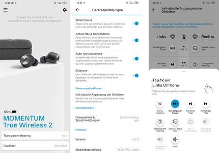 Voici à quoi ressemble l'appli avec les réglages des commandes tactiles.