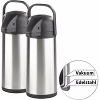 Rosenstein & Söhne Set of 2 double-walled vacuum insulated jugs with pump system (3 l)