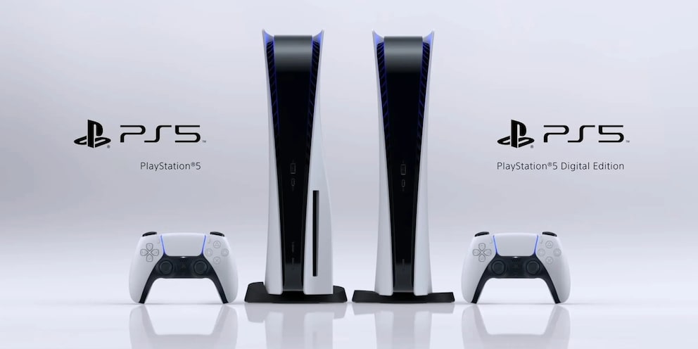 À gauche la version standard de la Playstation 5, à droite l'édition numérique. Source : Heise.