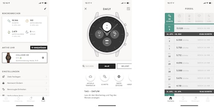 Anche l'app Fossil è chiaramente strutturata, facile da capire e funziona perfettamente.