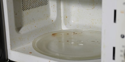 Even caked-in stains will come off with vinegar water.