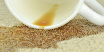 Kann mal passieren, nervt aber trotzdem: verschütteter Kaffee auf dem Teppich.