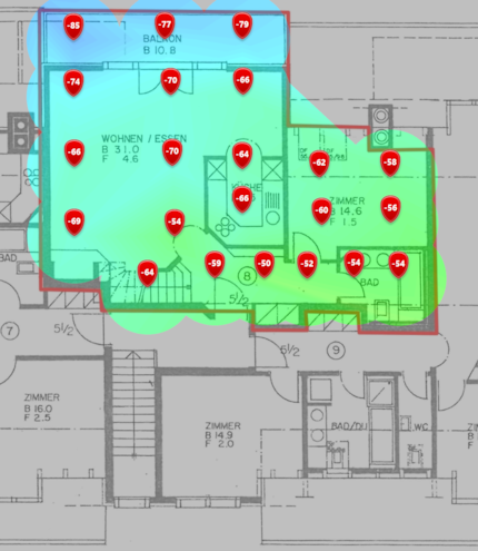 Signal 2,4 GHz au premier étage