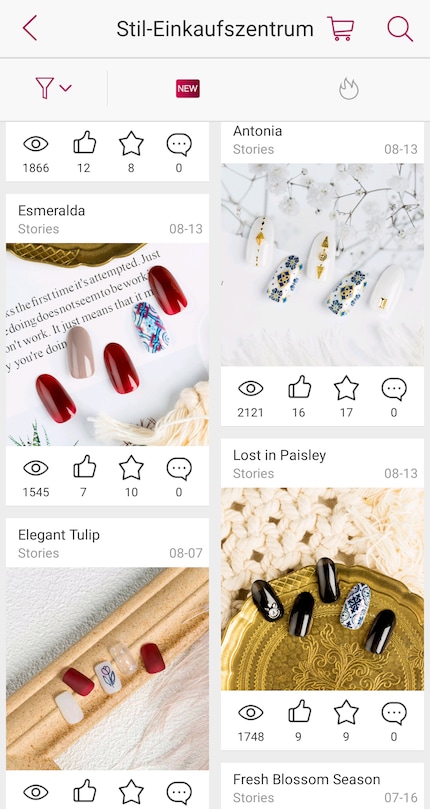 Dans le centre d'achat de style, vous pouvez évaluer et télécharger des designs.
