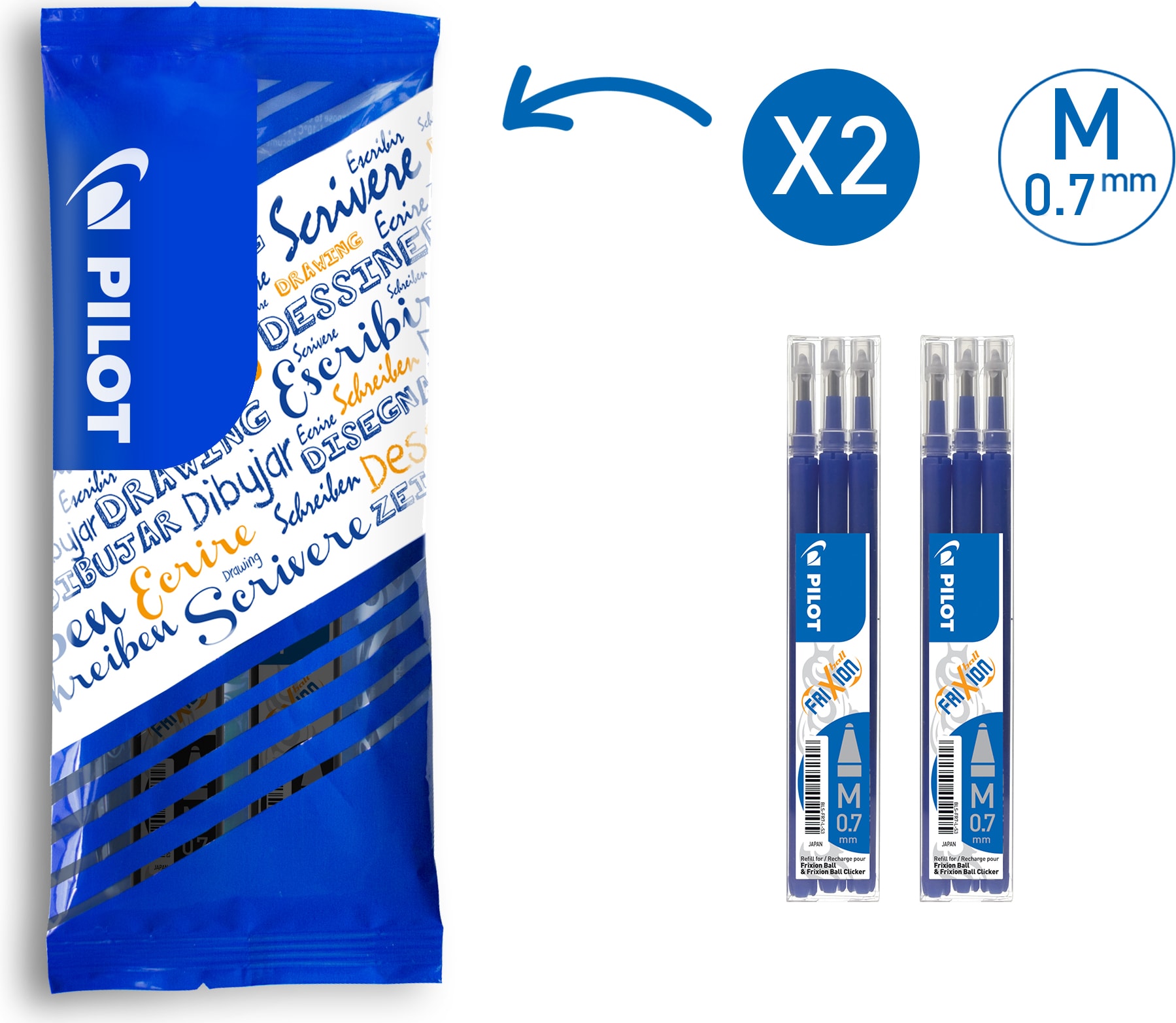 Pilot FriXion Refill FlowPack (Ersatzmine Blau 0.40 mm) Galaxus