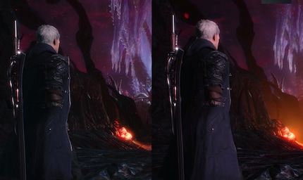 À gauche la version 120 fps, à droite le ray tracing.