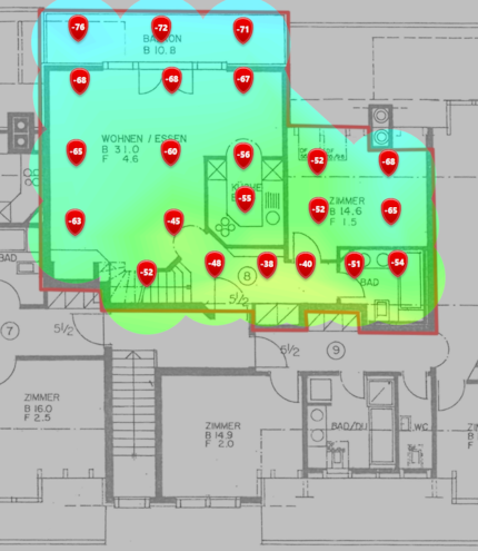 5 GHz signal range on the first floor of the top storey duplex